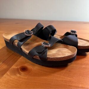 Naot Women’s Black Sandals with Rhinestone Accents - Size 38